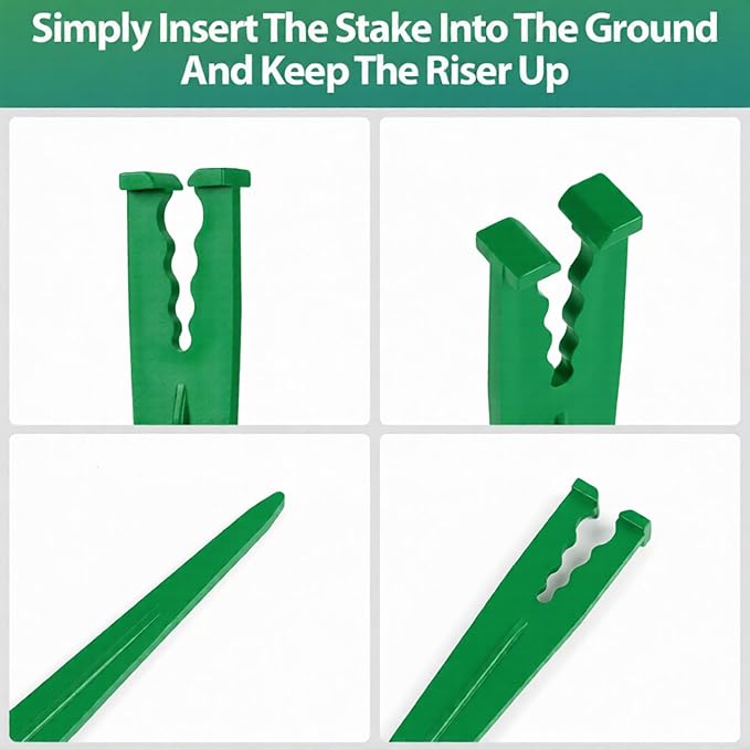RedChili 100 Pack Irrigation Support Stakes for 1/4 Inch Drip Tubing, Heavy Duty Drip Tubing Hold Down Stakes 1/4" Drip Irrigation Tubing Fittings for Lawn Raised Bed Greenhouse Plant Watering System