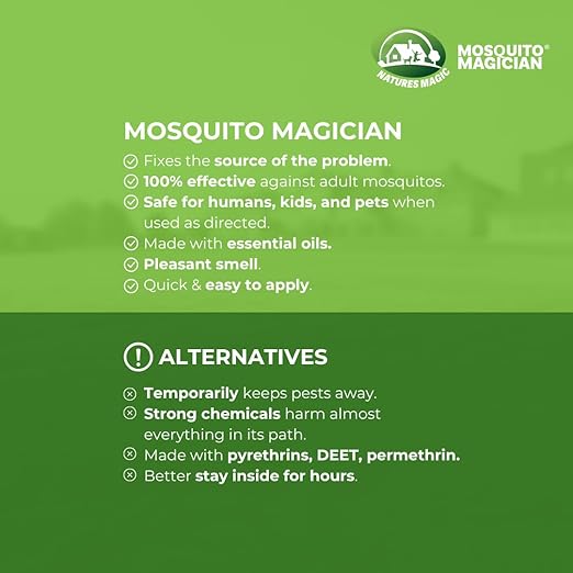 Mosquito Magician Ready to Use Liquid Solution – Kills Mosquitoes, Fleas & Fire Ants – Use with Mosquito Foggers, Sprayers & Misting Systems – Pet & Yard Safe for Lawns, Patios, Outdoors, 1 Gal - Mint
