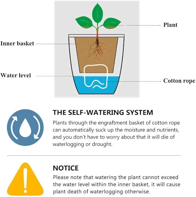 FENGZHITAO Self Watering Planter, African Violet Pots,Automatic-Watering Planter Flower Pot for Succulents, Herb, African Violets, Plants,Flowers (3 Packs White Oval Small)