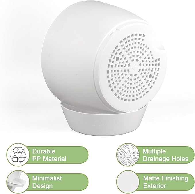 WSMKSZ 10/9/8 inch Medium Self Watering Pots, Plant Pots with Mesh Drainage Holes for Indoor Outdoor Garden Plants, Flower Pots with Removable Reservoir, Set of 3 Plastic Planters, White