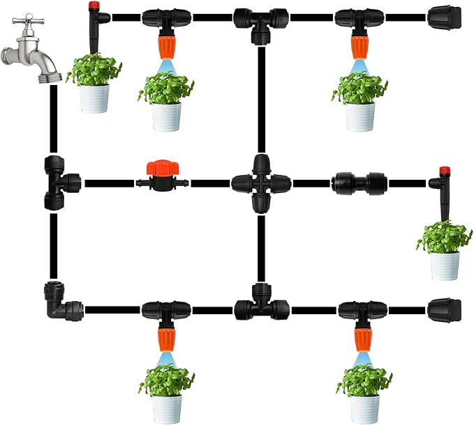 20 Pack 1/4 Inch Drip Irrigation Valve Fittings - 1/4'' Drip In-Line Shut Off Valve Anti-Drop Barbed Flow Control Valve Connectors for 1/4 Inch Drip Tubing System
