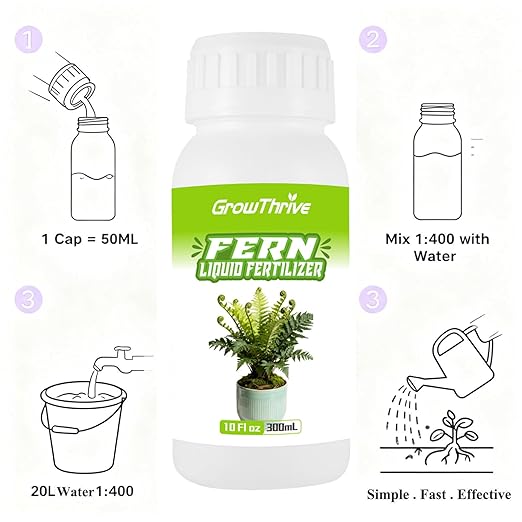 Fern Liquid Fertilizer – Natural Organic Plant Food for Ferns, Indoor & Outdoor Use, 10 Oz Concentrated Probiotic Formula for Greener Leaves, Strong Roots & Healthy Growth
