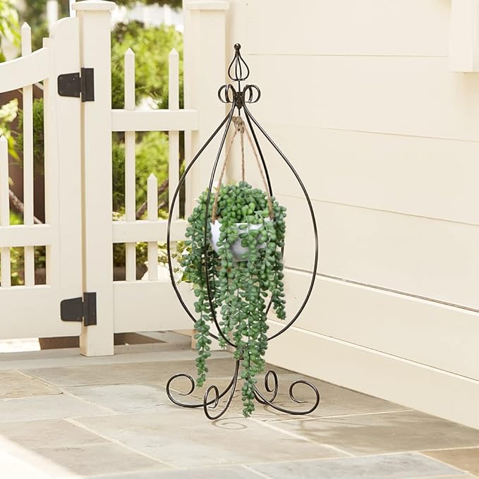 plants Fake Hanging with Pot, 14'' Faux String of Pearls Succulent Greenery Artificial Hanging for Indoor Home Office Farmhouse Bathroom Wall Shelf Decor - Dusty Green