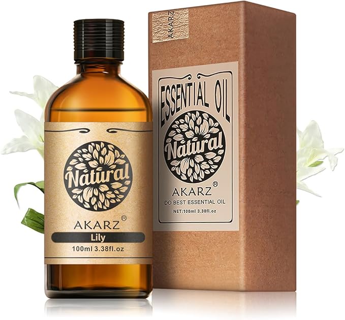 AKARZ 100ml Lily Essential Oil Natural Lily Oil Pure for Candle Making,DIY Skincare Products Massage,Home Spa Relaxation