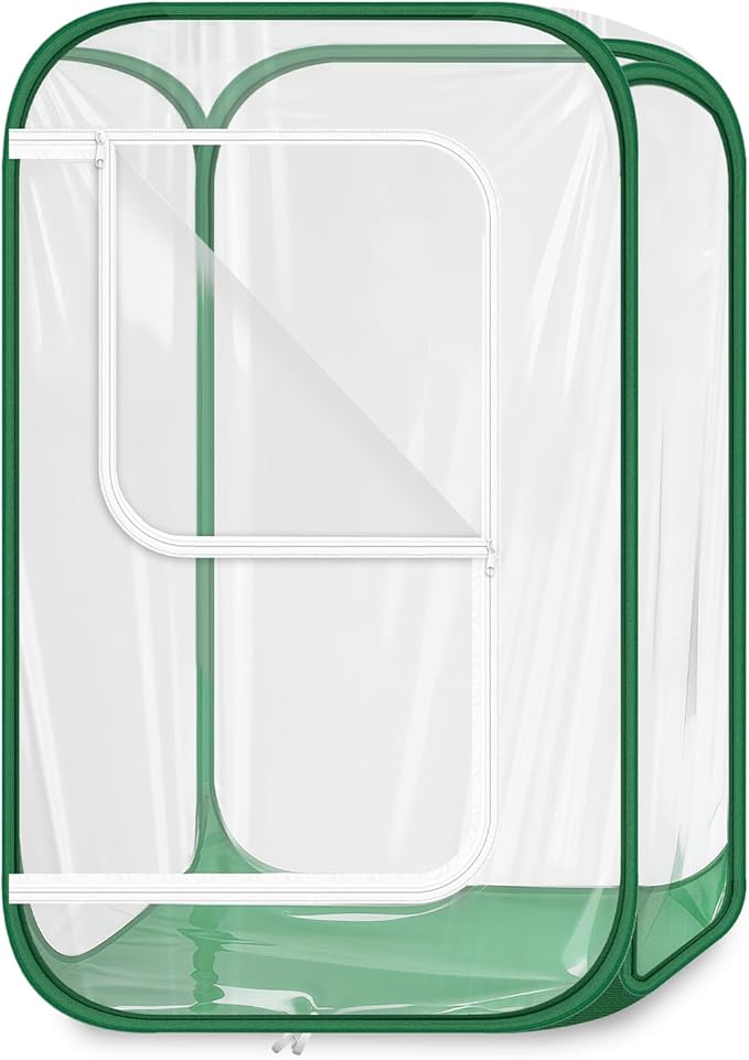 OnBrand 24.65" x 24.65" x 35.59" Portable Pop Up Greenhouse for Outdoors & Indoors, PVC Mini Greenhouse with Zipper Door & Storage Bag, Clear Plant Tent for Seedlings Flowers Vegetables
