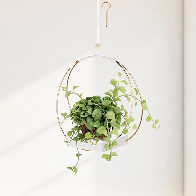 Adnkwolivt Mid Century Boho Macrame Metal Planter - Indoor/Outdoor Hanger, Conner Ceiling, Gift for Mom or Plant Lovers, Housewarming