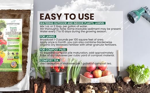 GARDENWISE Organic Molasses for Plants - Horticultural Molasses - Ideal for Traditional & Hydroponic Gardening, for Indoor & Outdoor Plants (3 QUARTS)