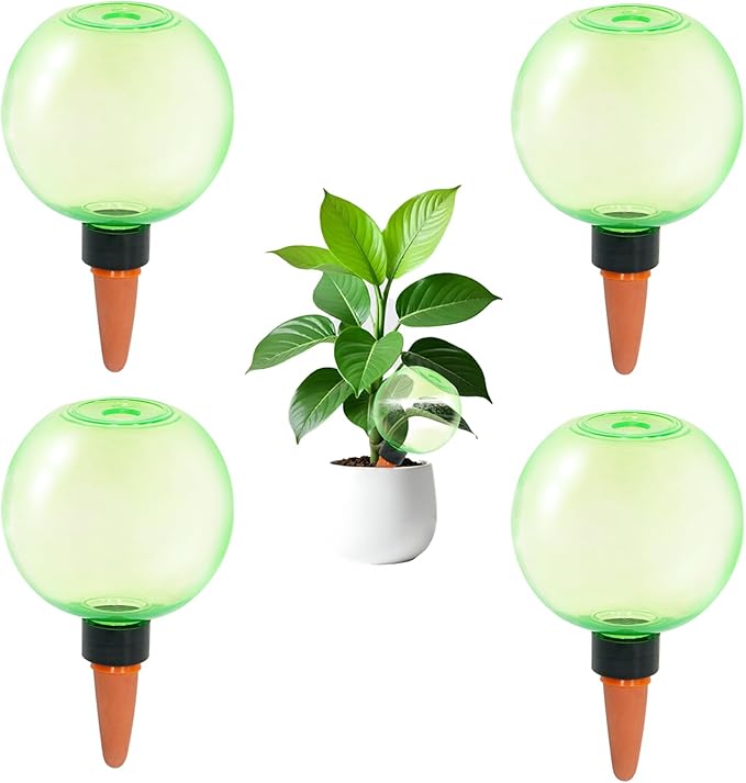 4cps Self Plant Watering Globes for Indoor and Outdoor Plants Plastic Automatic Plant Watering Bulbs Insert (Green)