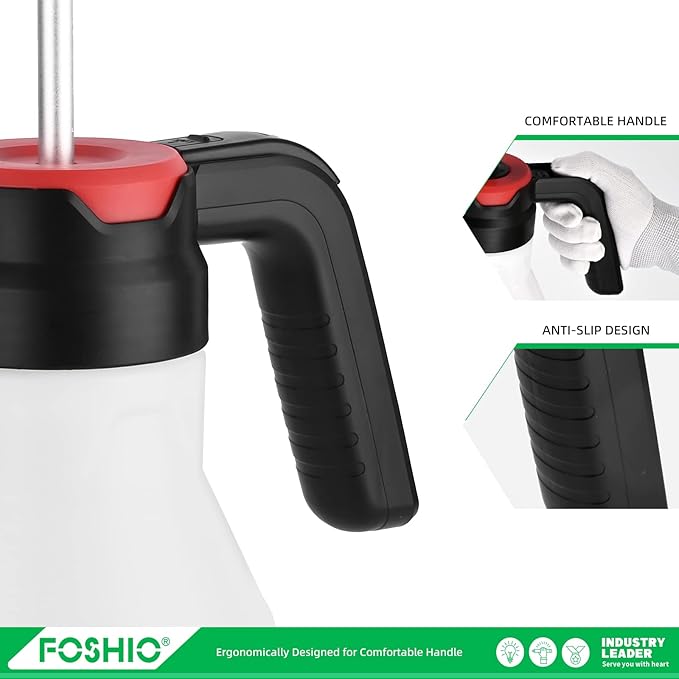 FOSHIO 0.4 Gallon Garden Pump Sprayer, 1.5L Portable Hand Pump Pressure Water Spray Bottles with Adjustable Nozzle Trigger Lock Sprayer for Home, Lawn and Car Detailing