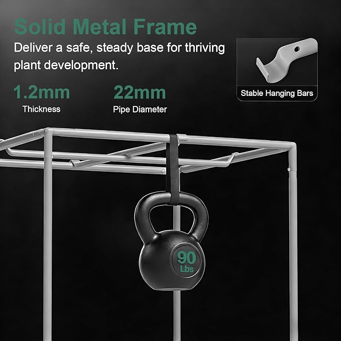 4x4 Grow Tent Kit Complete System with WiFi App Control, 1680D Oxford Canvas, Black, Indoor Plant Growing Enclosure