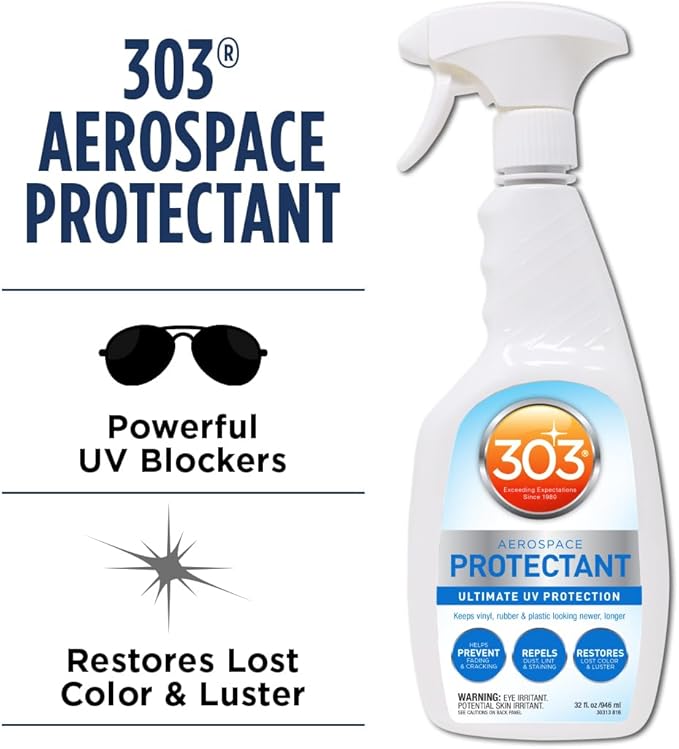 303 Products Aerospace Protectant Spray, UV Protection, Repels Dust, Dirt, & Staining, Matte Finish, Restores Like-New Appearance, Outdoor Cleaning Supplies 32 Fl. Oz. (6 Pack)