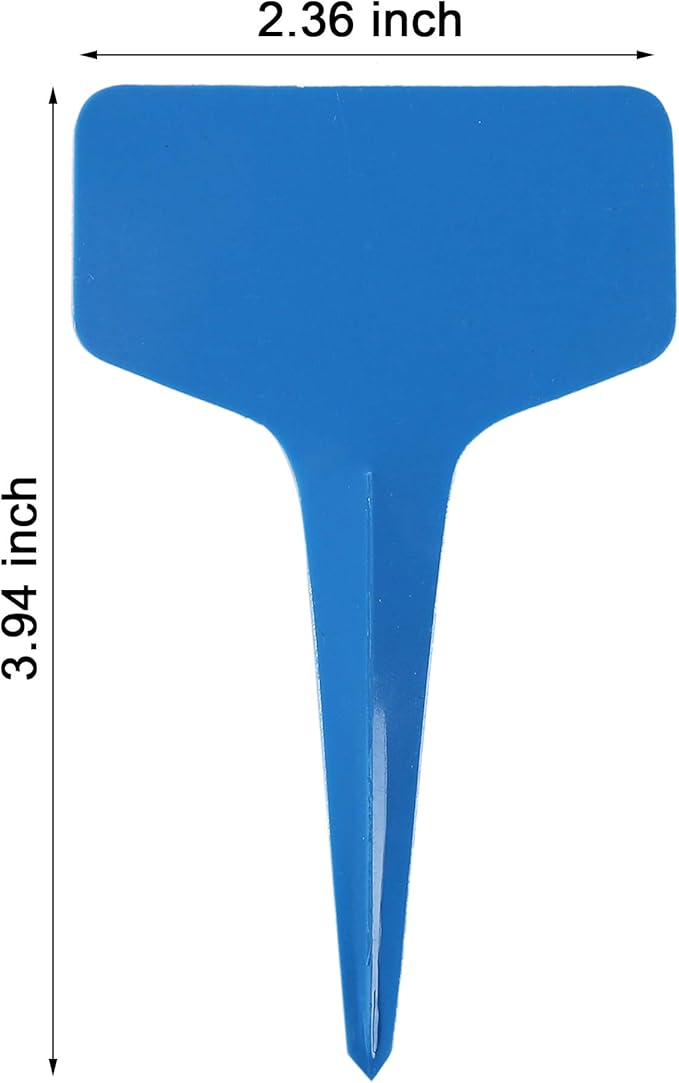 100 Pcs T-Type Plant Labels with a Gel Pen, Waterproof Nursery Plant Tags Plastic Garden Markers, Blue, 6 x 10cm