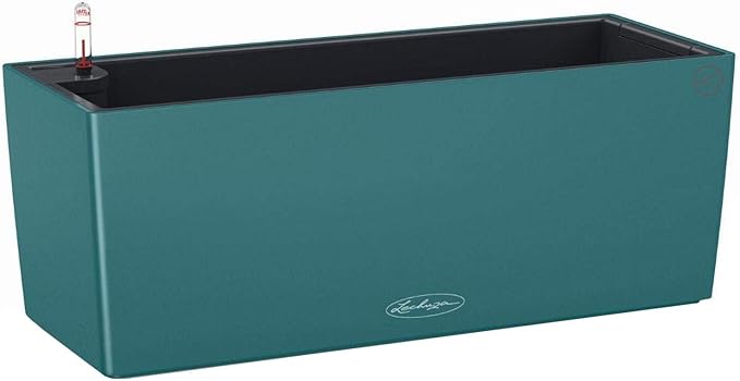 Lechuza BALCONERA Color 50 Petrol Blue, Self-Watering Window Box (Railing Planter), H7.5 L19.7 W7.5 in