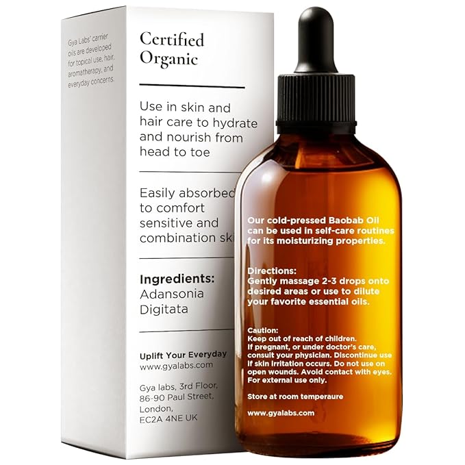 Gya Labs Baobab Oil - 1.7 Fl Oz - Carrier Oil for Hair, Skin, Face, Scalp & Body Massage