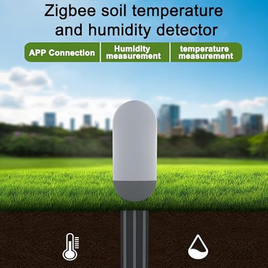 Zigbee Soil Moisture Sensor, Wireless Smart Plant Sensor Leave-in Soil Thermometer, Capacitive Probe, Zigbee Hub Needed IP66 Moisture/Temperature Meter for Garden Planting