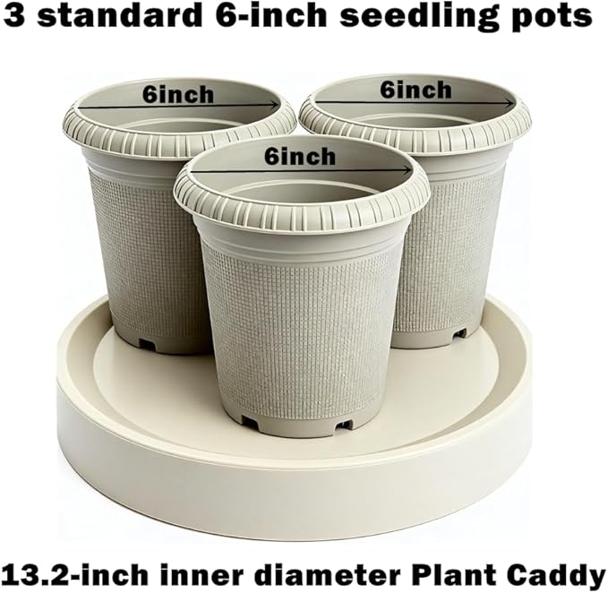 14.8 inch Plant Caddy with Hidden Wheels 2Pack Heavy Duty Round Rolling Tray,Light Gray+Gray,for Large Pots, Air Purifiers, Ceramic Decor