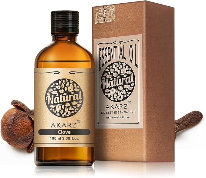 AKARZ 100ml Clove Essential Oil Natural Clove Oil Pure for Candle Making,DIY Skincare Products Massage,Home Spa Relaxation