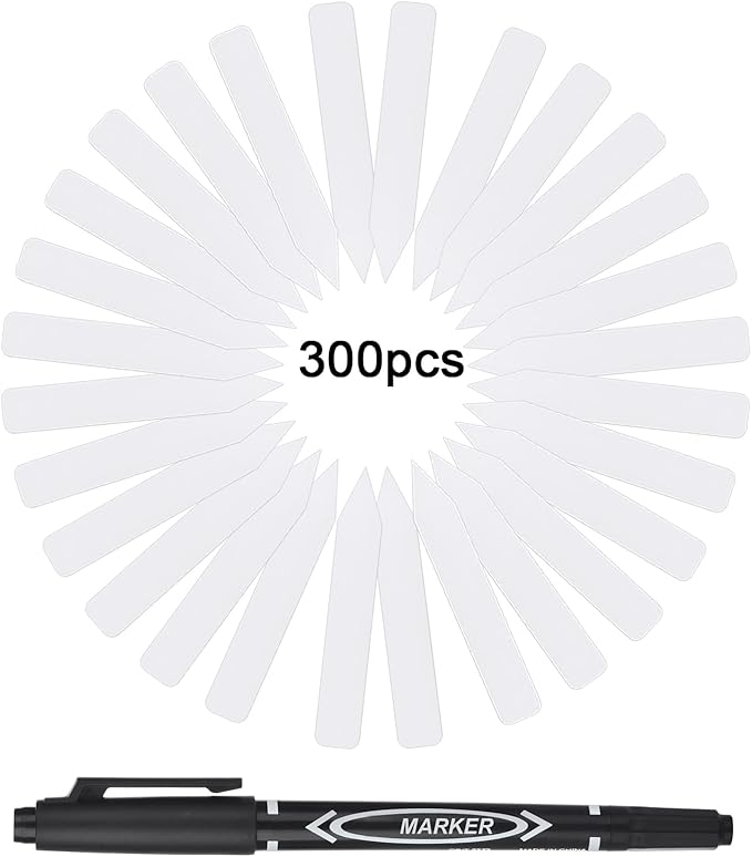 Darfukei Plant Labels 300pcs 4 Inch with Garden Plant Markers Pen of Outdoor Waterproof,Plant Tags and Permanent Marking Pen, Garden Labels Gardening Gifts for Women Men