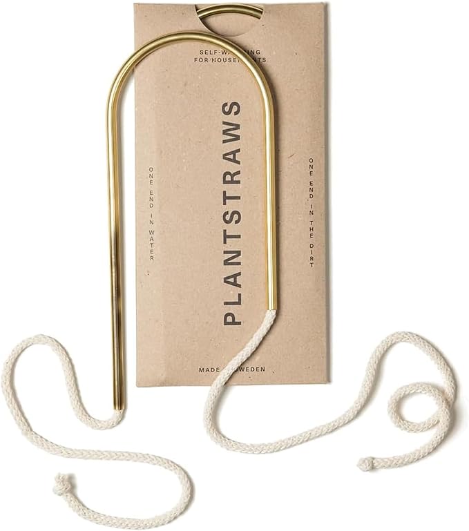 Beautiful Self-Watering Wick System for Effortless Plant Care, Automatic Drip Irrigation, Sustainable & Stylish Scandinavian Design, Ideal for House Plants (S, Brass Patina)