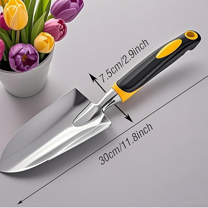 Garden Trowel with Hanging Hole - Garden Hand Shovel Soft Rubberized Non-Slip Handle with Ergonomic Handle for Digging , Planting , Transplanting , Weeding , Digging and Smoothing Soil
