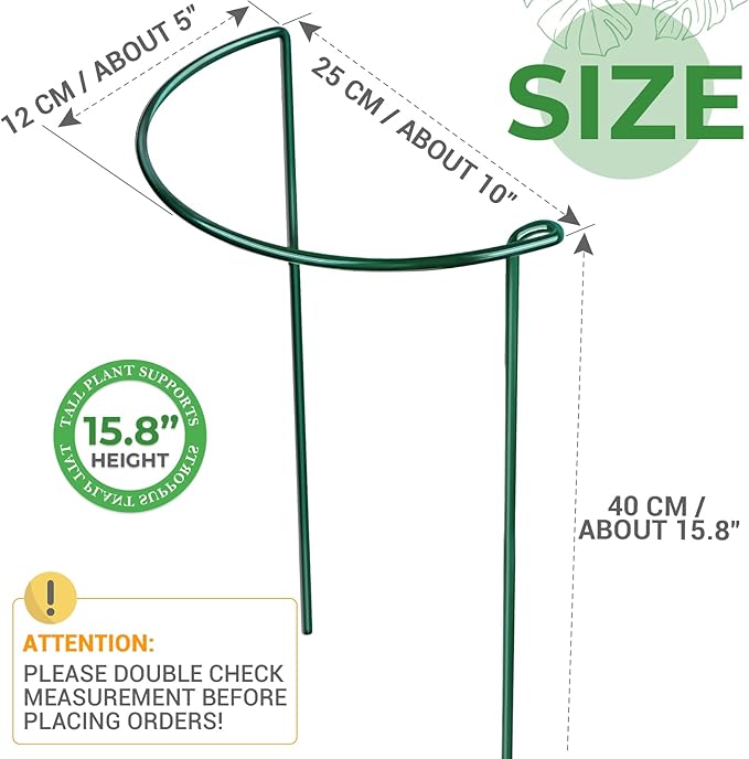 LEOBRO Plant Support, 8PCS Peony Cages and Supports, Plant Stakes for Indoor Plants, Outdoor Plants, Metal Garden Stakes, Plant Holders, Tomato Monstera Hydrangea Support Cage, 10" W x 15.8" H