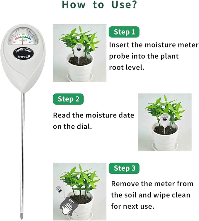 Censinda Soil Moisture Meter, 2 Pack Soil Moisture Monitor for House Plants, Indoor & Outdoor, Garden, Farm, Lawn Plant Care, No Battery Needed(White)