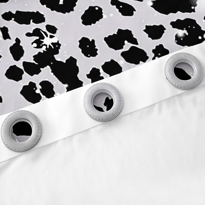 Leopard Print Curtains & Drapes,Black Grey Cheetah Skin African Big Cat Window Treatments,Sparkle Starry Sky Glitter Blackout Curtains 2 Panels 38"Wx54"L,Jungle Animal Wildlife Window Curtains