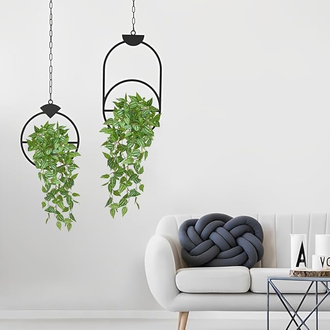 DILATATA Fake Hanging Plants Artificial Hanging Plants 181 Leaves Faux Peperomia Hanging Leaves Plants for Wall Shelf Home Indoor Outdoor Decor - 5 Pack