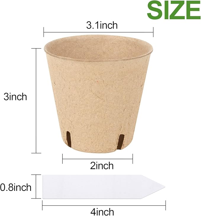 GardEasy 120PCS 3.15 Inch Peat Pots for Seedling, Outdoor Garden Germination Nursery Peat Pots Plants with Bonus 20 Plant Labels