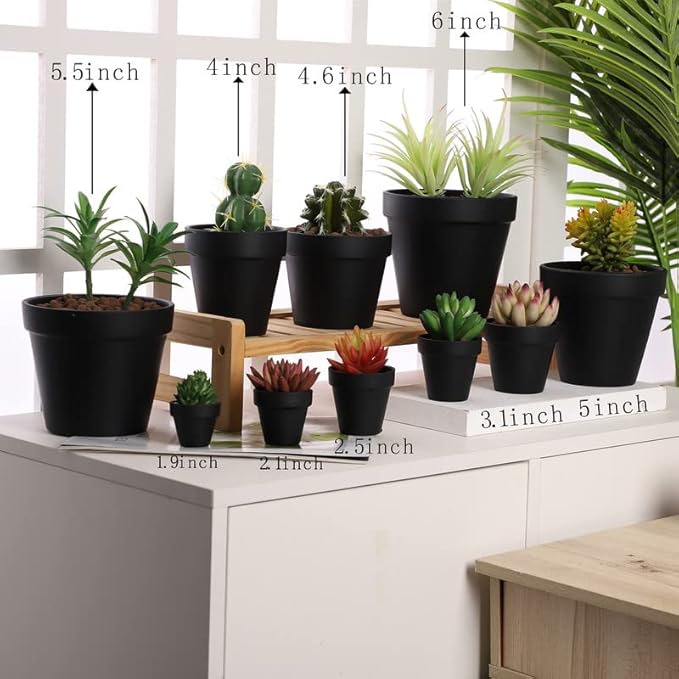 Yishang 2.5 inch Black Terracotta Pots with Drainage Holes,Small Mini Clay Ceramic Pottery Planter,Cactus Flower Terra Cotta Pots,Succulents Nursery Pots for Indoor/Outdoor Plants,Crafts-12 Pack