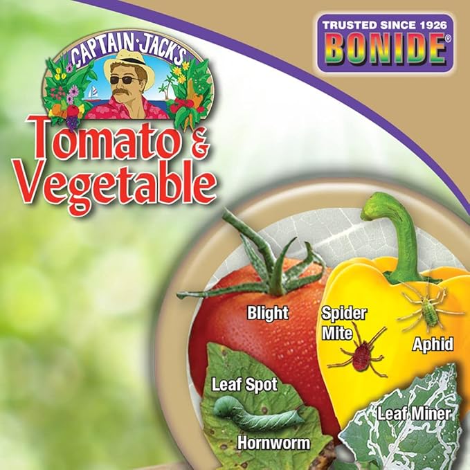 Bonide Captain Jack's Tomato & Vegetable Spray, 32 oz Ready-to-Use Spray, Insect & Disease Control for Organic Gardening (Pack of 2)