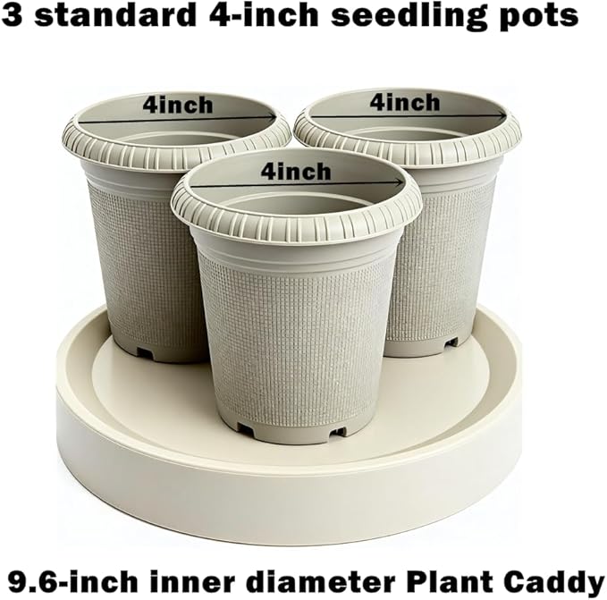 11.2 Inch Plant Caddy with Hidden Wheels,2-Pack Gray+Light Gray, Round Rolling Plant Stand, Mobile Tray for Medium-Sized Flower Pots, Protect Floor, Easy Move