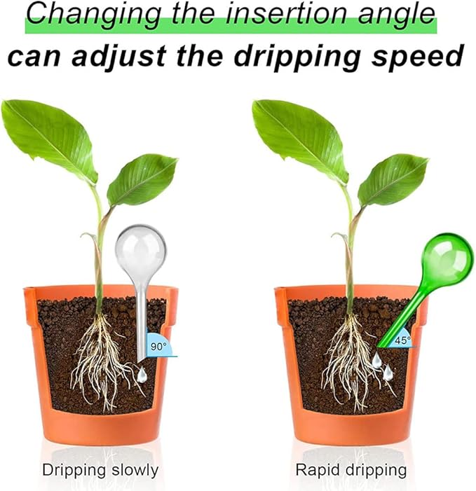 Yahpetes Automatic Watering Globe Plant Watering Globes Plastic Watering Bulbs Waterer Flower Water Drip Irrigationdevice Self Watering System (Clear+Green)