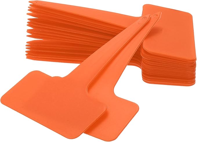 uxcell 100Pcs 4 Inch Plant Labels Large T-Style Garden Marker Plant Tags Garden Labels for Flower Beds,Pots Vegetables Orange