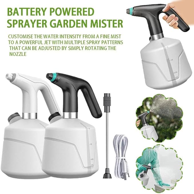 Electric Spray Bottle Plant Mister for Indoor Outdoor Plants,1L Automatic Watering Can USB Rechargeable Sprayer with Adjustable Spout,Portable Garden and Plant Sprayer for Fertilizing Cleaning (B)