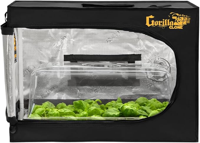 Gorilla Clone Tent 18x13x25 Inch Indoor Propagation Tent for Seedlings, Clones, and Cuttings, 210D Reflective Canvas, Micro-Mesh Filters, Fits 2 Standard Seedling Trays