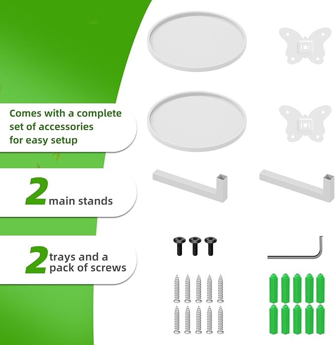 Wall Mounted Plant Holder Butterfly Metal Hanging Shelf for Indoor Plants Succulents Flowers Decor Sturdy Wall Mounted Storage for Bedroom Living Room Space-Saving 2-Pack White
