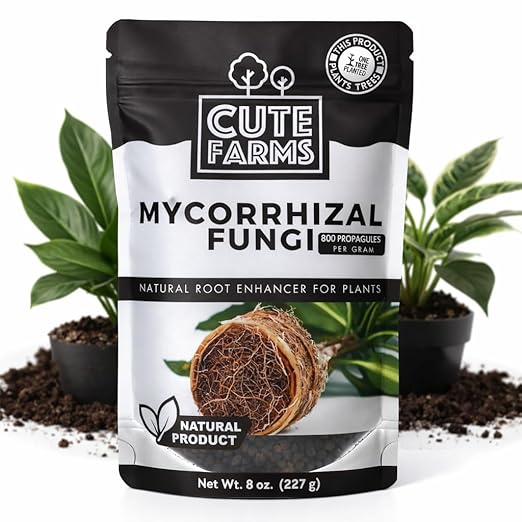 Mycorrhizal Fungi - Root Growth Booster, Enhances Nutrient Uptake & Plant Health, Ideal for Houseplants, Garden Transplants, Raised Beds, and Soil (8 Ounces) Cute Farms