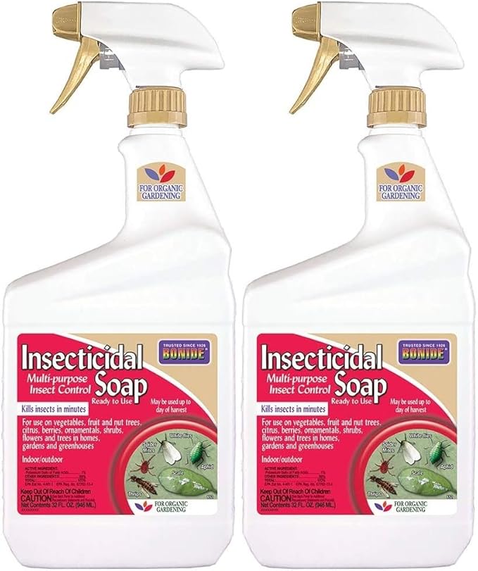 Bonide Insecticidal Soap, 32 oz Ready-to-Use Spray Multi-Purpose Insect Control for Organic Gardening Indoor and Outdoor- Pack of 2