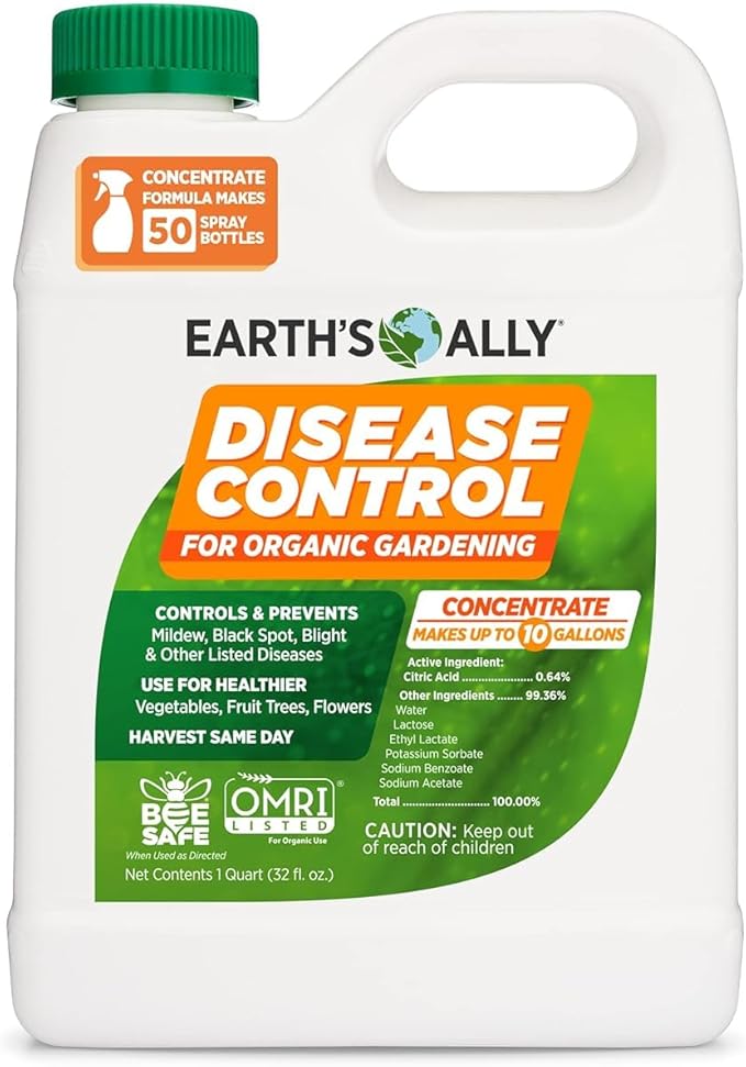 Earth's Ally Disease Control Concentrate for Plants Concentrate 32 oz | Fungicide Treatment for Powdery Mildew, Blight, Black Spot, Fungus - Use on Plant & Rose Diseases & More