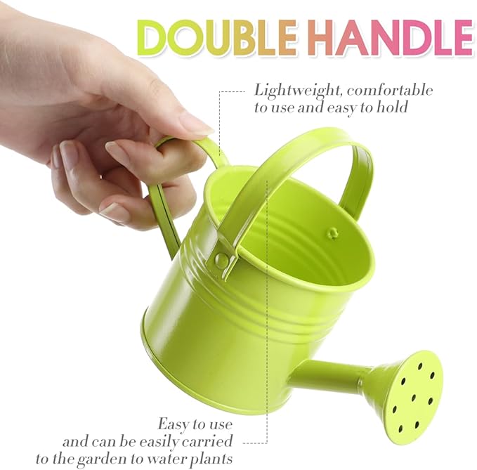 5PCS Mini Watering Cans Kids Metal Watering Can for Indoor Plants, Small Water Can Toddler Gardening Tool Beach Play, Multifunctional Cute Metal Jug for Craft Colorful Home Decor Flower Bucket