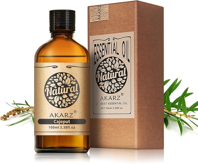 AKARZ 100ml Cajeput Essential Oil Natural Cajeput Oil Pure for Candle Making,DIY Skincare Products Massage,Home Spa Relaxation