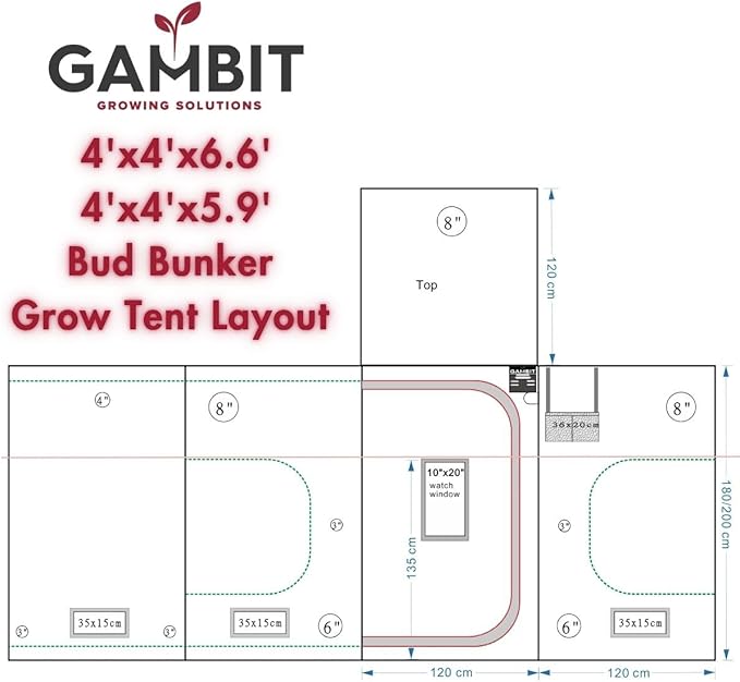 Bud Bunker 4x4 Grow Tent, Thickest 25mm/1-Inch Poles, Heavy-Duty 2000D Diamond Mylar Canvas, 48"x48"x80"