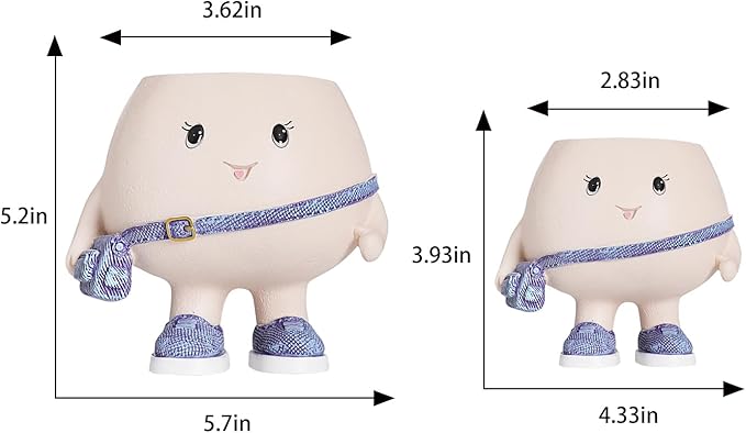Smily Face Planter Pot with Cute Bag Resin Head Planters for String of Pearls Plant Live Unique Succulent Pots with Drainage Hole for Indoor Outdoor Plants Gift IdeaI for Mother Day