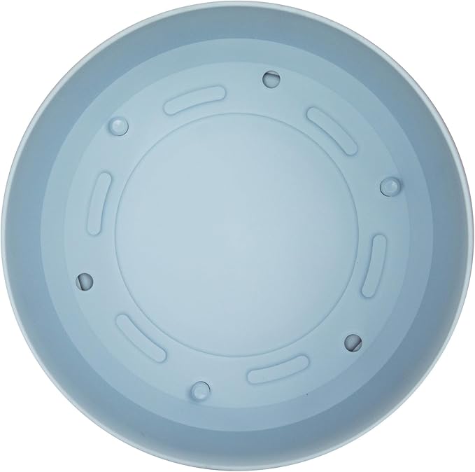 Bloem Mathers 12" Misty Blue Round Modern Resin Garden Planter Pot with Drainage Holes and Removable Saucer Tray Included