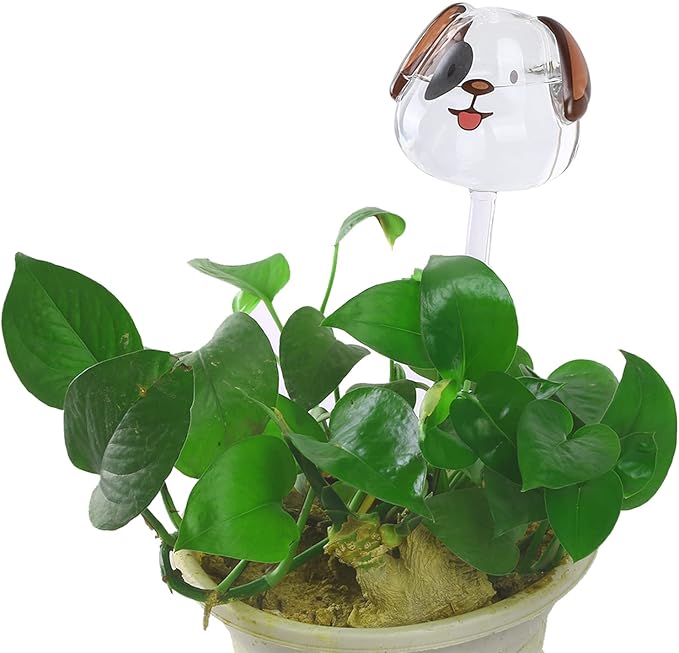 2 Pcs Planter Waterer Self Watering Globes, Transparent Mini Durable Clear Glass Globes Bulbs, Automatic Plant Water Bulbs, Watering Bulbs, for Indoor & Outdoor Succulent, Cute Dog