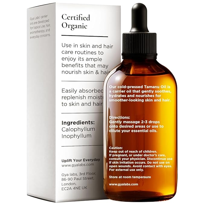 Gya Labs Tamanu Oil - 1 Fl Oz - Carrier Oil for Hair, Skin, Face, Scalp & Body Massage