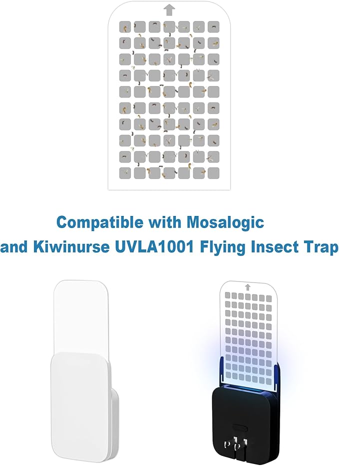 40 Pack Flying Insect Trap Refill Compatible with Mosalogic UVLA1001 UVA Fly Insect Trap, Replacement Sticky Glue Cards for Kiwinurse Plug-in Mosquito Killer Indoor