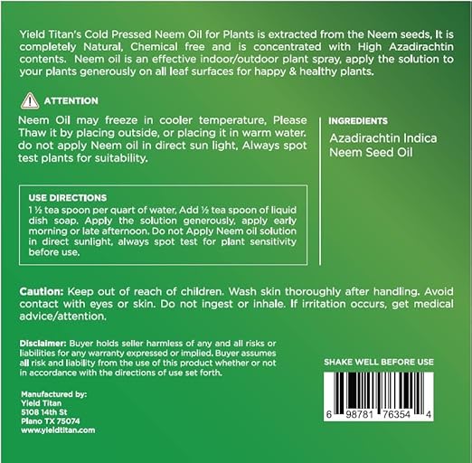 100% Pure Cold-Pressed Neem Oil – Multi-Purpose Natural Neem Oil Extract (8OZ)