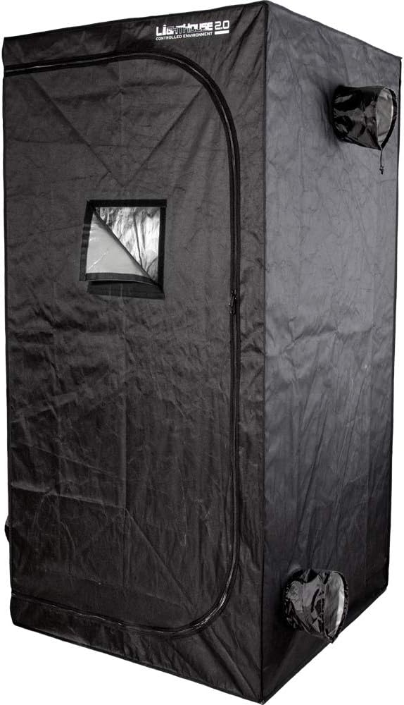 Hydrofarm LHT33 Lighthouse 2.0-Controlled Environment Tent, 3' x 3' x 6.5', Black